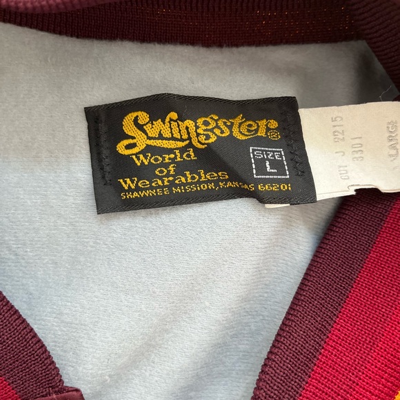 Vintage Swingster Trucker Maroon Snap Satin Chain Stitched Jacket Mens Large - Picture 3 of 14